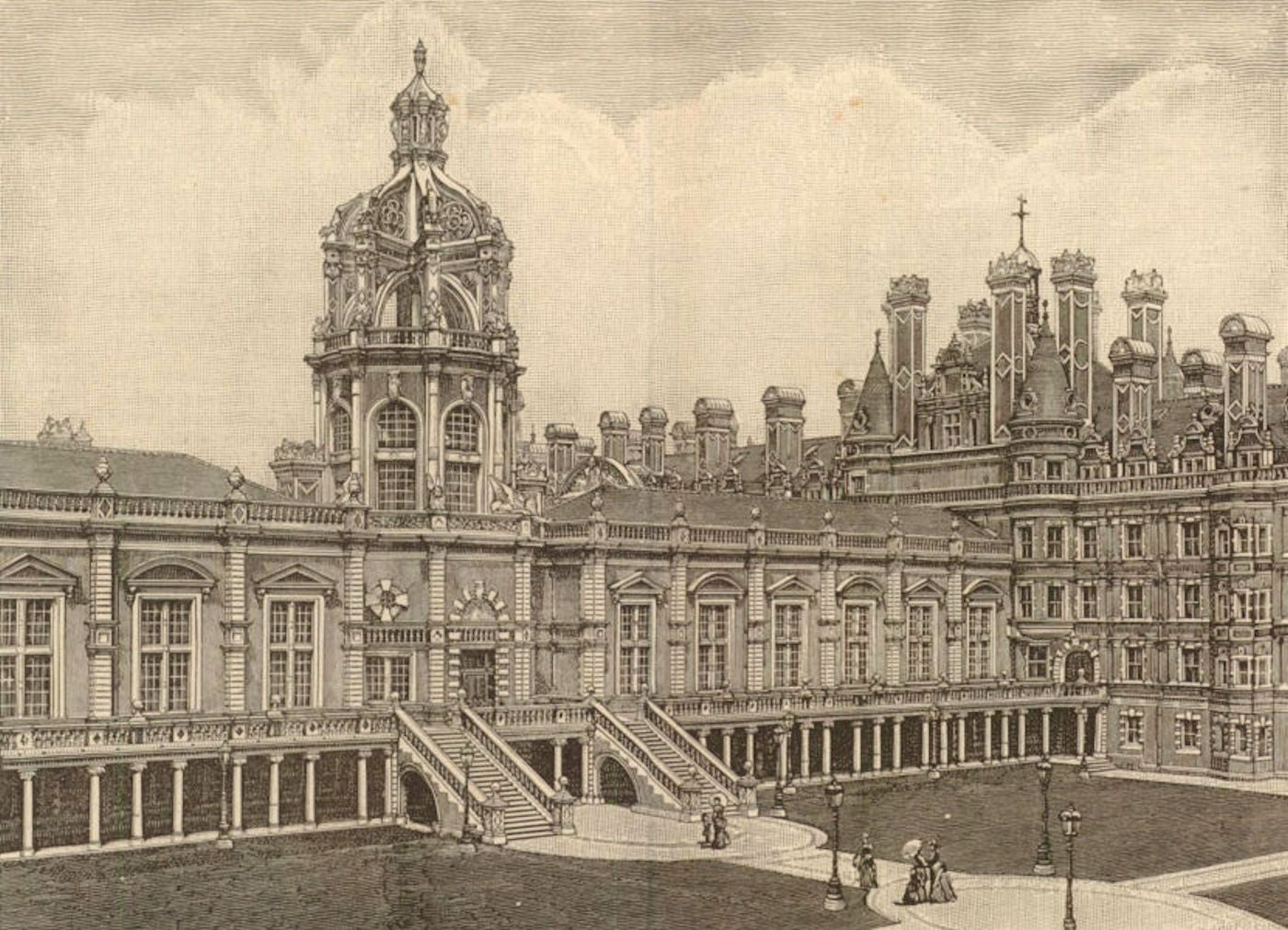 The Royal Holloway College for Women, Mount Lee, Egham. Surrey 1886 old print